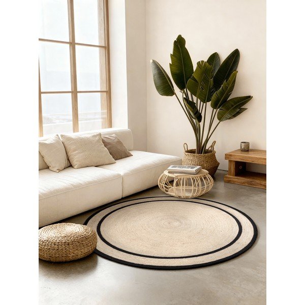 Covor în culoare naturală deschisă țesut manual rotund din iută ø 150 cm Lina – Hanse Home-image-1