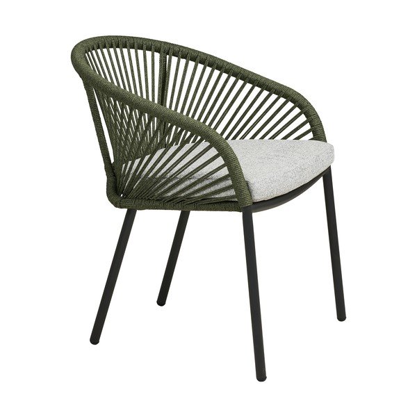 Scaun de grădină verde din metal/capitonat Novella – House Nordic-image-3