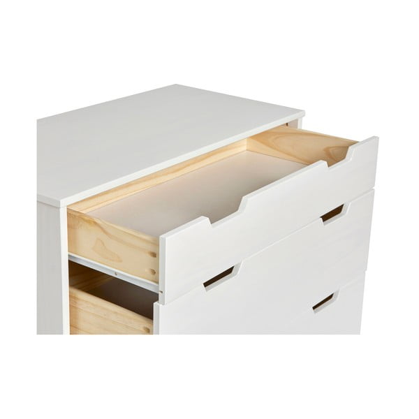 Comodă din lemn masiv de pin Marckeric Baku, lățime 80 cm, alb-image-4