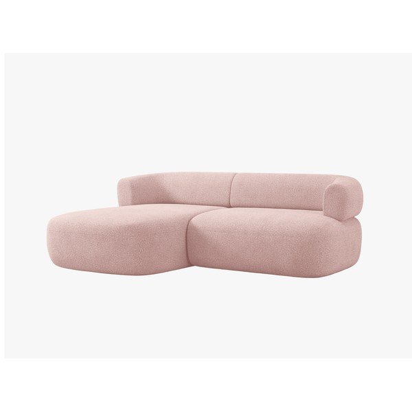 Colțar roz deschis cu tapițerie din țesătură bouclé (cu colț pe partea stângă/cu șezlong) Jenny – Micadoni -image-3