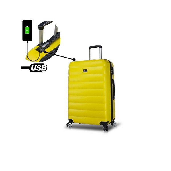 Valiză cu roți și port USB My Valice COLORS RESSNO Large, galben-image-2