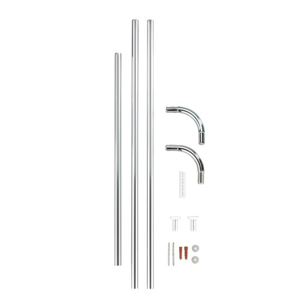 Suport universal argintiu pe colț pentru perdea duș Wenko, ø 2 cm-image-2