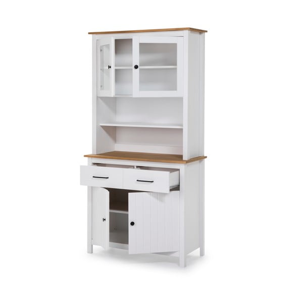 Vitrină albă din lemn de pin 90x180 cm Miranda – Marckeric-image-3