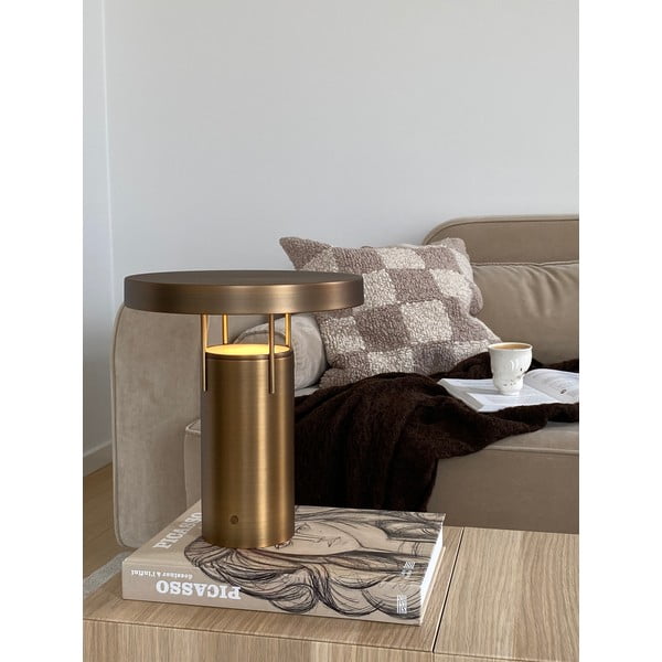 Veioză în culoarea bronz LED cu intensitate reglabilă cu abajur din metal (înălțime 28 cm) BringMe – Hübsch-image-3