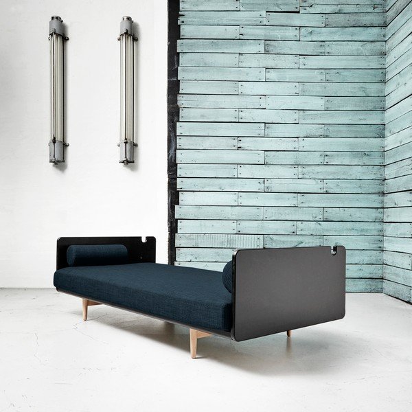 Canapea extensibilă Karup Deva Black/Raw Oak/Deep Blue-image-2