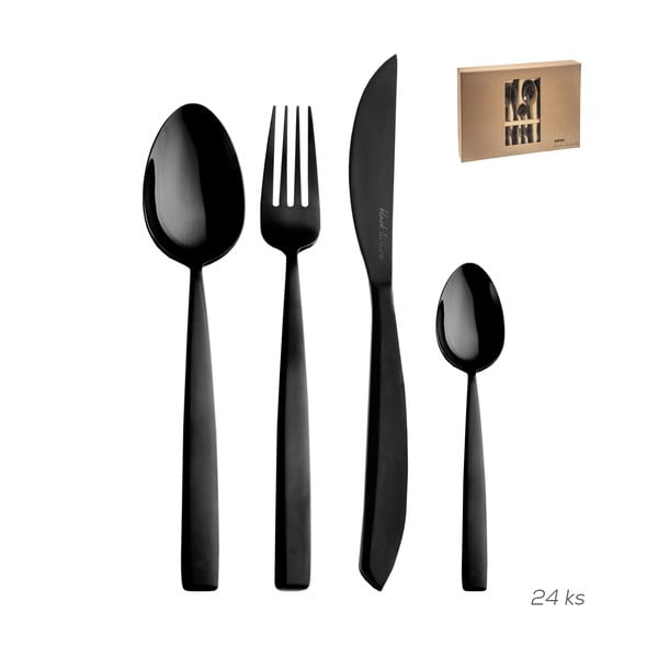 Tacâmuri negre din oțel inoxidabil 24 buc. Black Luxure – Orion-image-2