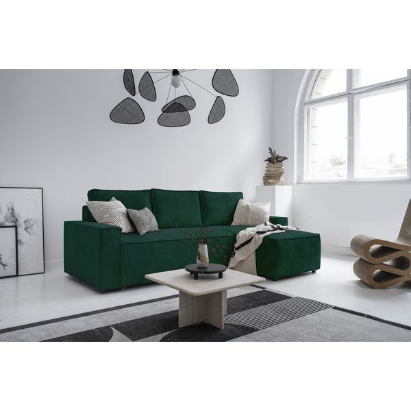 Colțar verde închis extensibil cu tapițerie din catifea reiată  (cu colț variabil) Brave Dave – Miuform-image-2