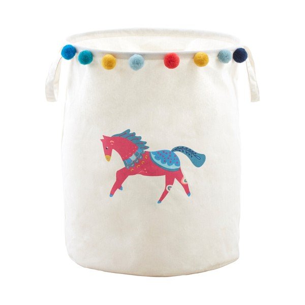 Coș de jucării pentru copii alb din material textil ø 38x48 cm Mimo Eclectic Horse – Premier Housewares