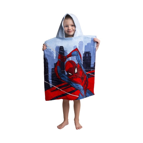 Poncho pentru copii roșu-albastru din frotir Spider-Man – Jerry Fabrics-image-1