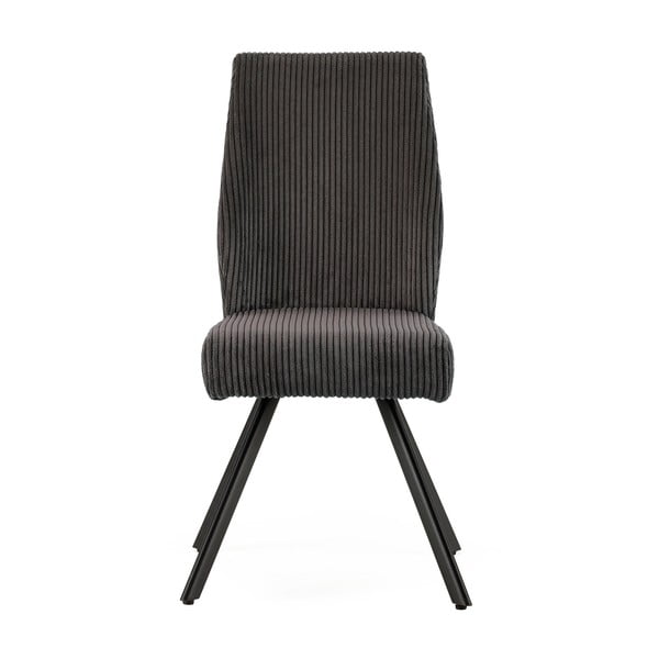 Scaune de dining gri-închis 2 buc. din catifea reiată Anibal – Marckeric-image-2