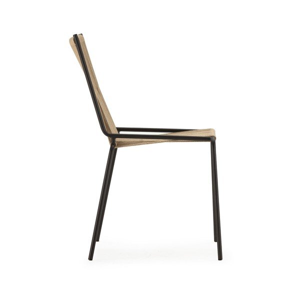 Scaune de dining bej stivuibile 2 buc. din metal Emily – Marckeric-image-3