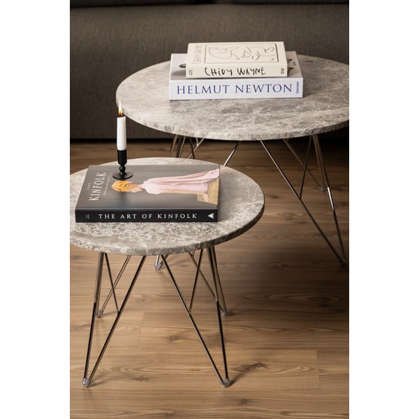 Măsuță de cafea gri rotundă din marmură ø 80 cm Prunus – Actona-image-1