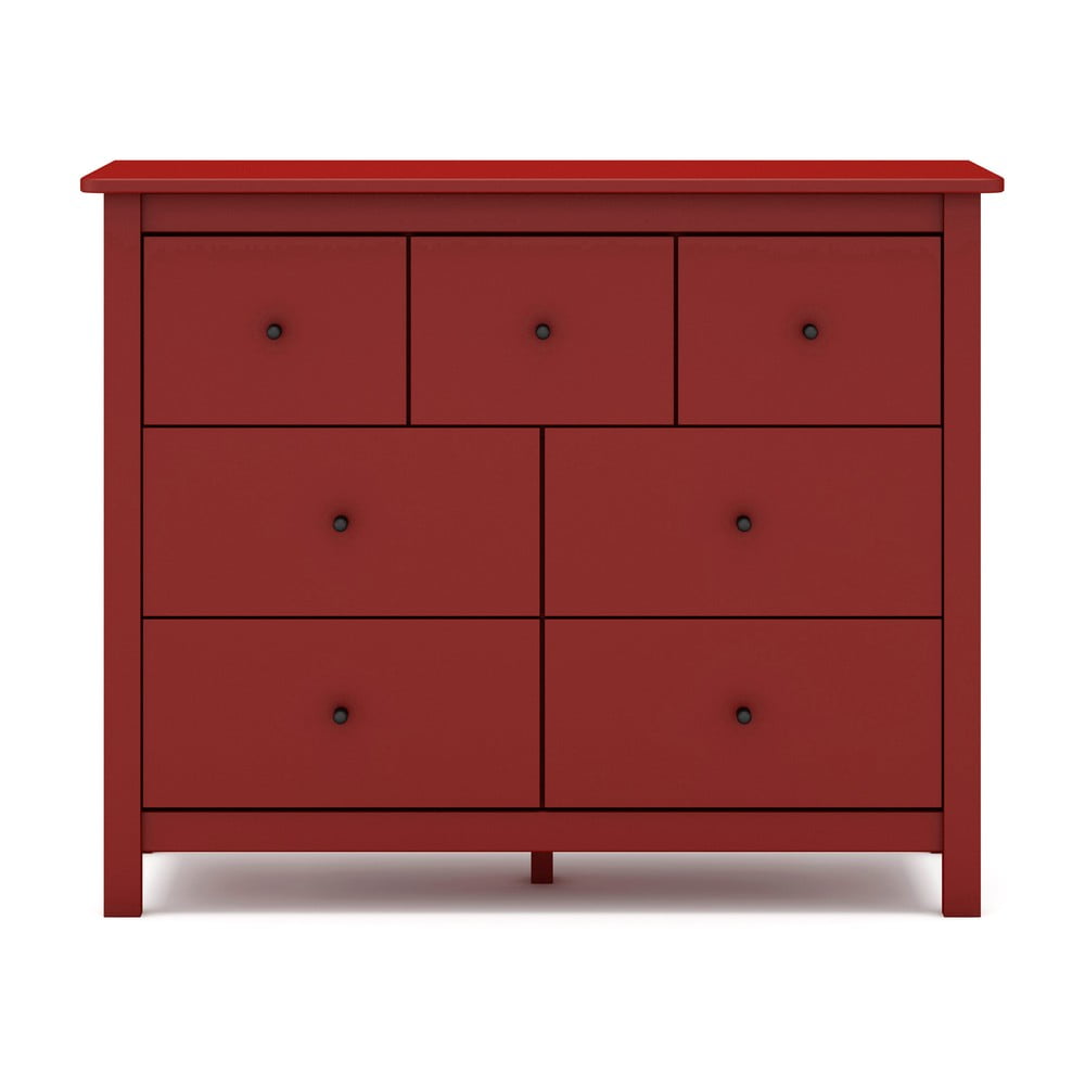 Comodă roșie joasă din lemn de pin 110x80 cm Misti – Marckeric