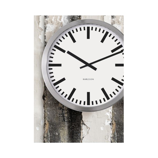 Ceas de perete mare Present Time Station, gri-image-1