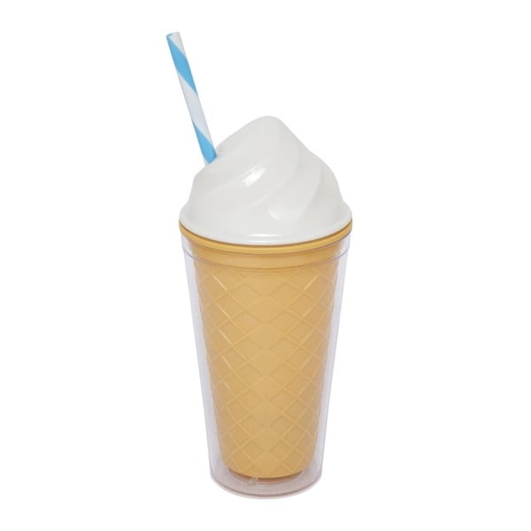 Pahar cu pereți dubli Sunnylife Ice Cream, 470 ml, alb