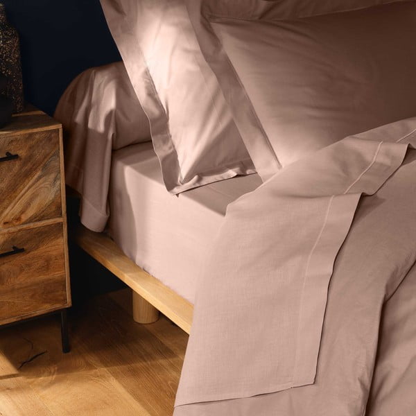 Cearceaf roz din bumbac cu elastic 180x200 cm Lina – douceur d'intérieur-image-1