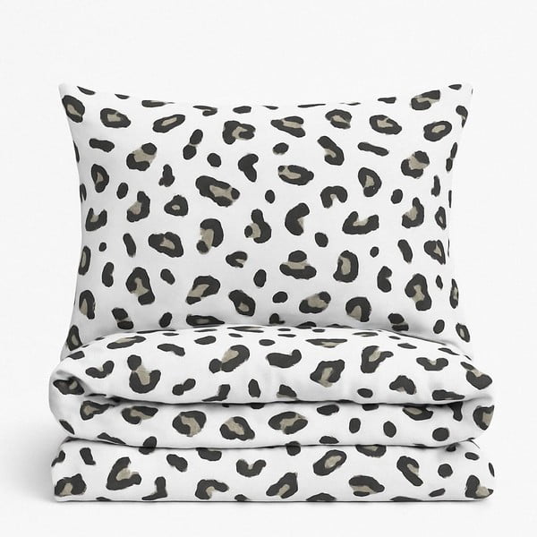 Lenjerie de pat albă-gri pentru pat de o persoană, extinsă cu cearceaf inclus, cu 3 piese 160x220 cm Modern – Mila Home-image-4