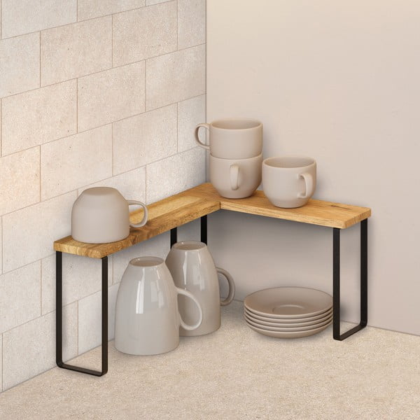 Rafturi suplimentare negre-mate/în culoare naturală 2 buc. din lemn 27x8 cm York – Metaltex-image-1