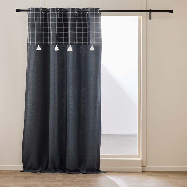 Draperie gri antracit din amestec de bumbac 140x240 cm Everest – douceur d'intérieur
