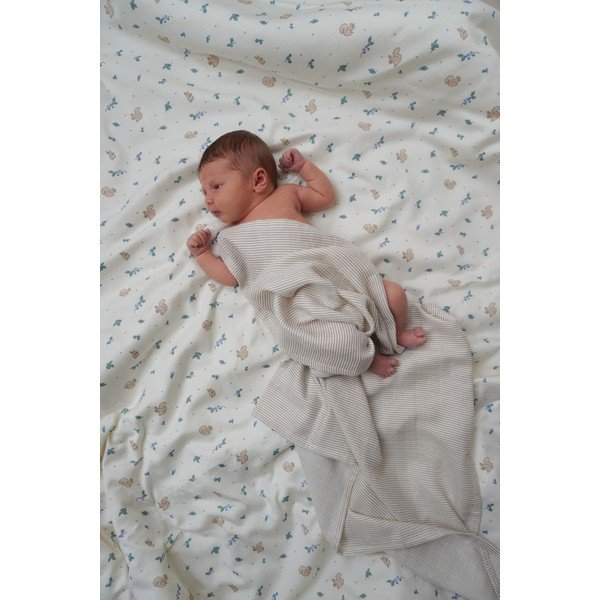 Lenjerie de pat pentru copii crem din bumbac organic pentru pat de o persoană 140x200 cm Blueberries – Cam Cam Copenhagen-image-3