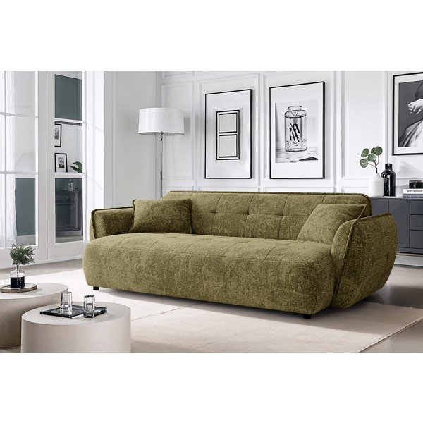 Canapea verde cu tapițerie din chenille 250 cm Nelia Big – Ropez-image-1