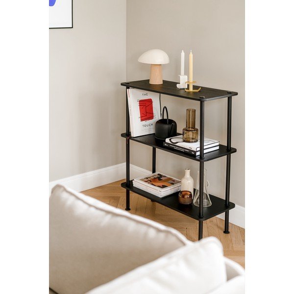 Etajeră neagră cu aspect de lemn de stejar 80x90,5x35 cm Teidi – noo.ma-image-3