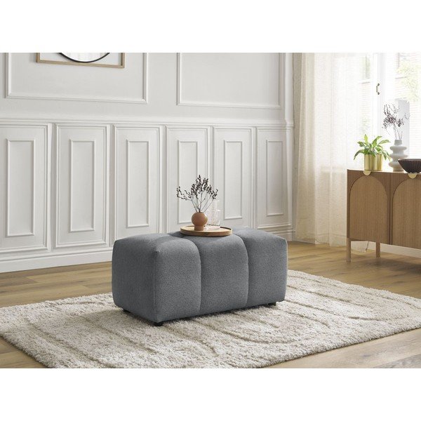 Taburet gri cu tapițerie din chenille Roxelane – Bobochic Paris-image-4