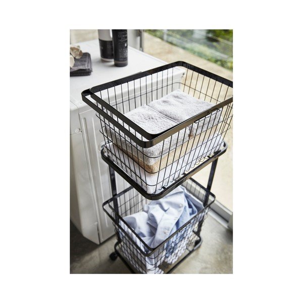 Cărucior pentru coșul de rufe YAMAZAKI Tower Laundry, negru-image-2