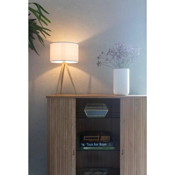 Veioză Zuiver Tripod wood, ø 28 cm, alb-image-1