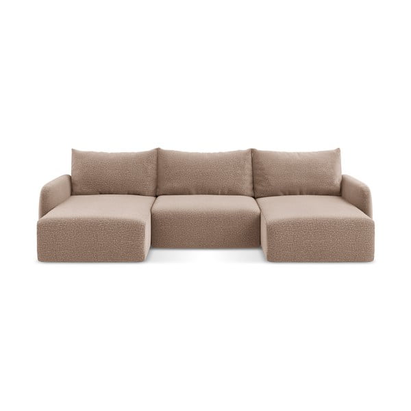 Colțar maro deschis extensibil/cu spațiu de depozitare Kalena – Makamii