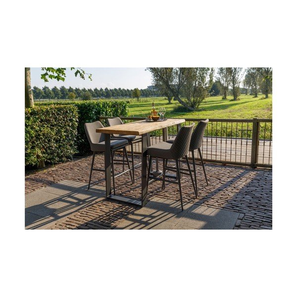 Scaun de bar de grădină gri din metal/capitonat Domino – Exotan-image-1