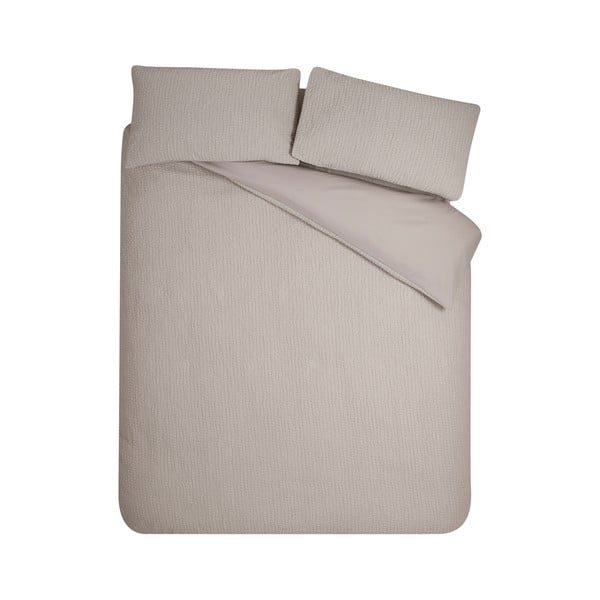 Lenjerie de pat maro deschis din țesătură crep pentru pat dublu, extinsă 230x220 cm Crinkle Seersucker – Catherine Lansfield