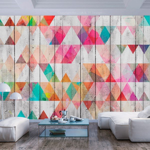 Tapet în format mare Artgeist Rainbow Triangles, 400 x 280 cm-image-1