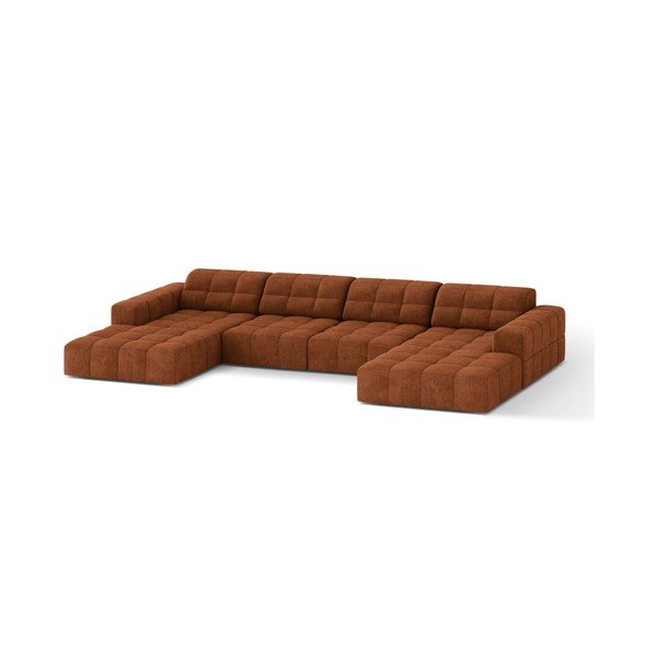 Colțar teracotă cu tapițerie din chenille (în formă de "U") Chicago – Cosmopolitan Design-image-1