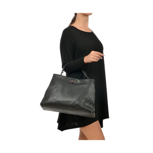 Geantă din piele Luisa Vannini Lurno, negru-image-3