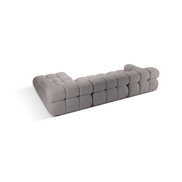 Colțar modular gri deschis cu tapițerie din țesătură bouclé (cu colț pe partea dreaptă) Bellis – Micadoni Home-image-4