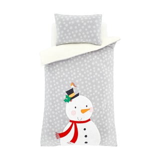 Lenjerie de pat din fleece Catherine Lansfield Cosy Snowman, 200 x 200 cm, gri