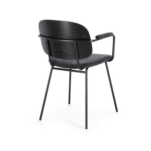 Scaun de dining negru/gri închis cu cotiere tapițat Sienna – Bizzotto-image-4