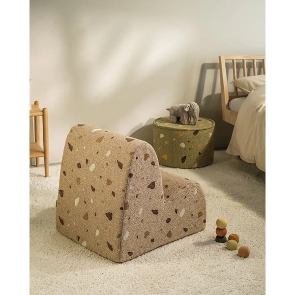 Fotoliu de copii maro deschis cu tapițerie din țesătură bouclé/cu tapițerie din chenille Terrazzo Cloud – Wigiwama-image-4