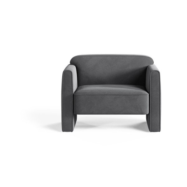 Fotoliu gri cu tapițerie din catifea Abby – Micadoni -image-1