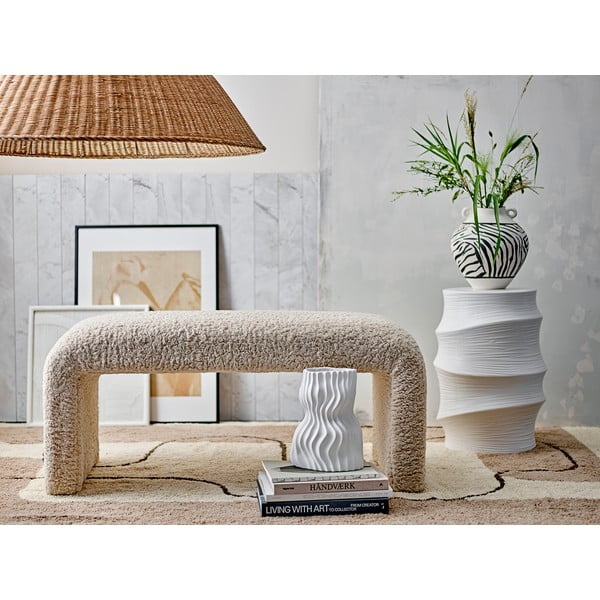 Bancă crem cu tapițerie din stofă bouclé Bobbie – Bloomingville-image-1