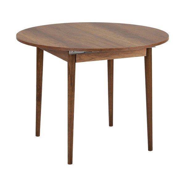 Masă de dining rotundă extensibilă cu aspect de lemn de nuc cu blat suplimentar ø 100 cm Viona – Kalune Design