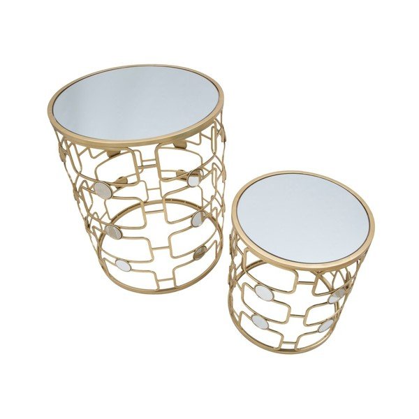 Set 2 măsuțe de cafea cu structură aurie Mauro Ferretti Coppia-image-2