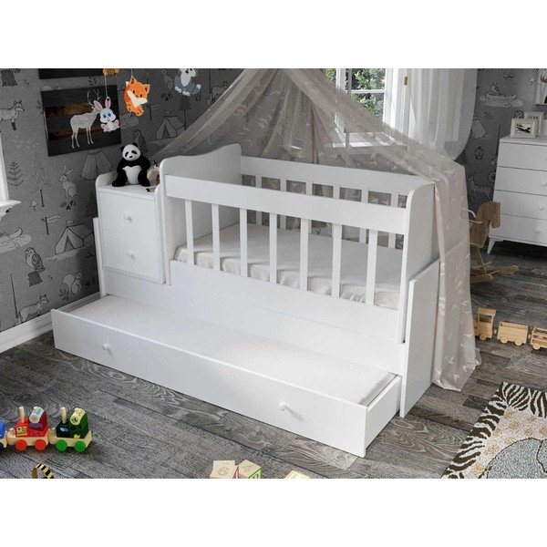 Pătuț alb cu spațiu de depozitare 60x120 cm Sansa – Kalune Design-image-2