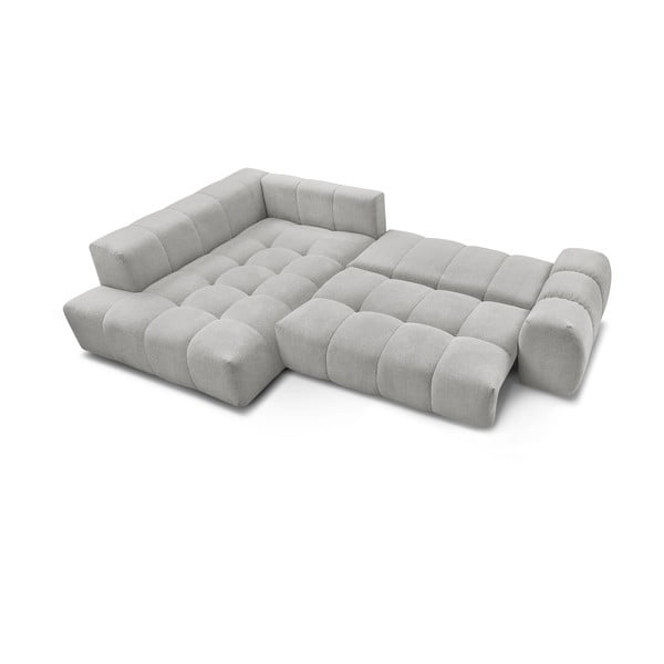 Colțar gri deschis extensibil/cu spațiu de depozitare cu tapițerie din chenille (cu colț pe partea stângă/în formă de ”L”) Everest – Bobochic Paris-image-4