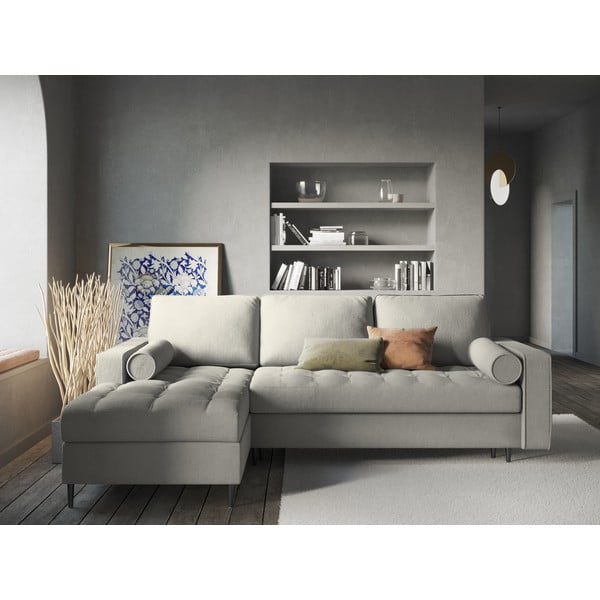 Canapea extensibilă cu șezlong stânga Milo Casa Santo, gri deschis-image-1