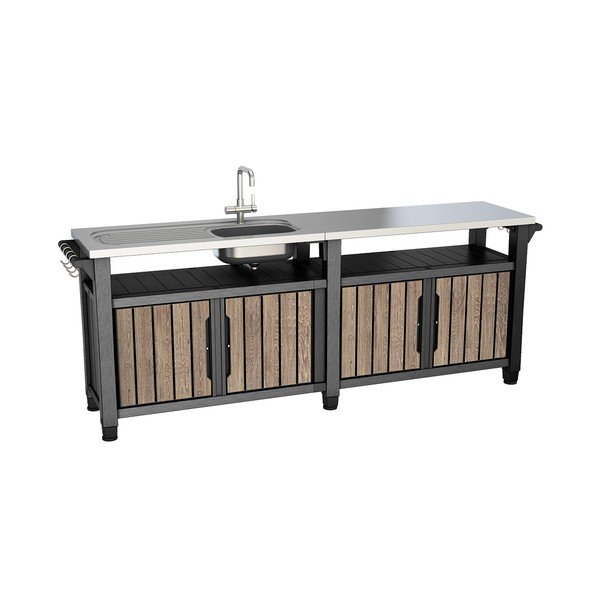 Bucătărie de grădină cu aspect de lemn de frasin 237x52 cm Unity Chef – Keter
