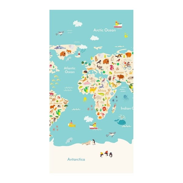 Prosop de plajă cu imprimeu Good Morning Worldmap, 150 x 75 cm