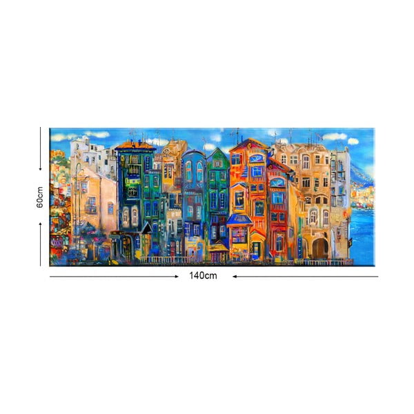 Tablou Tablo Center Colorful Houses, 140 x 60 cm-image-1