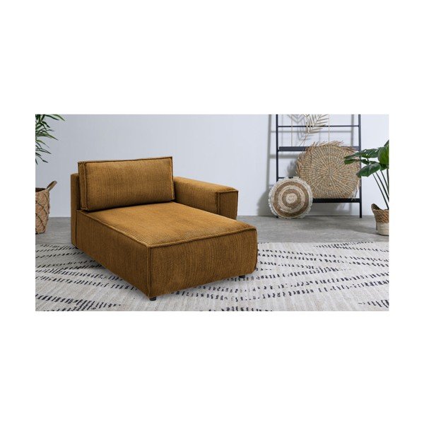 Modul pentru canapea galben muștar cu tapițerie din catifea reiată  (cu colț pe partea dreaptă) Nihad modular – Bobochic Paris-image-1